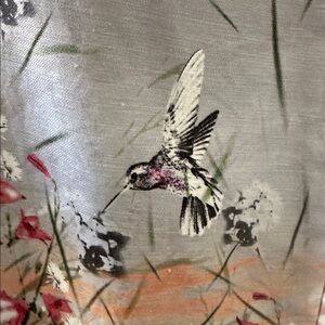 Talbots Floral Hummingbird Pencil Skirt Size 10 Cotton Linen Lined